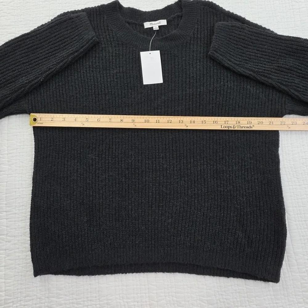 Madewell Alpaca Blend Sweater Women L Large True Black NEW Long Sleeve Crew Neck